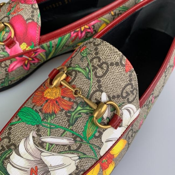 GUCCI Jordaan Multicolor Supreme GG canvass floral print  malaga kid Loafers - Picture 10 of 16